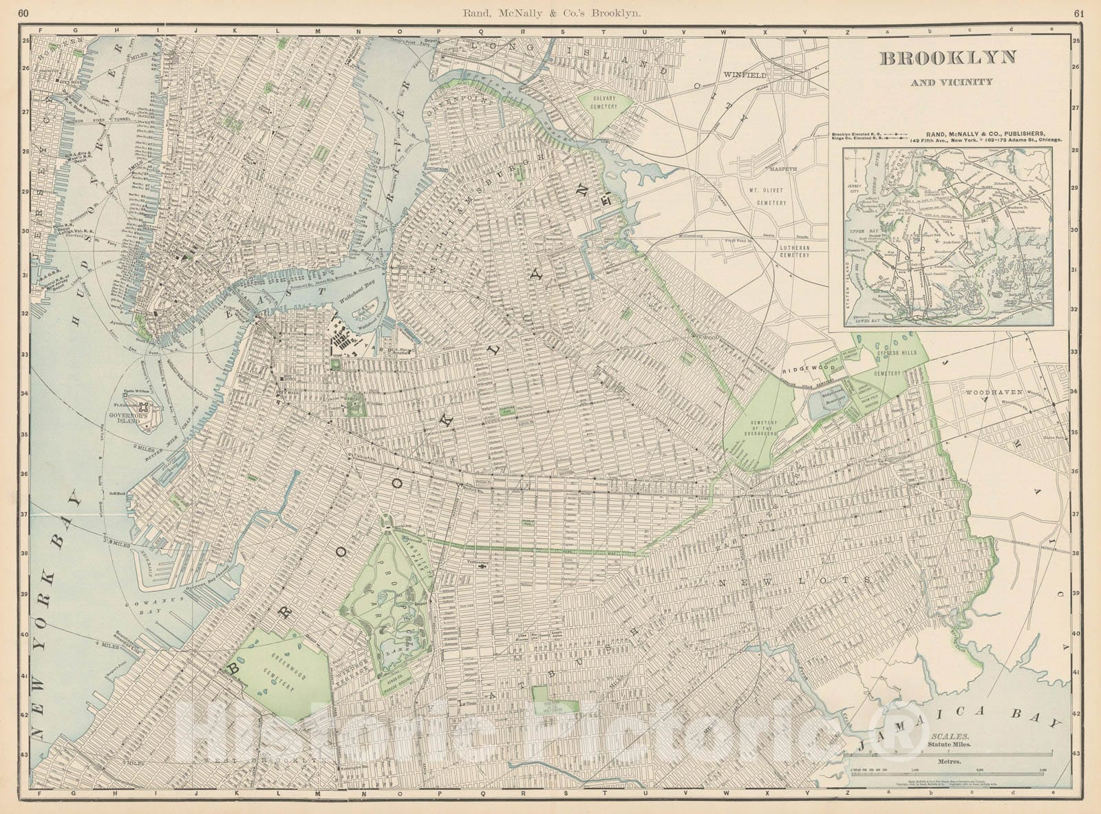 Historic Map : Brooklyn 1903 , Rand McNally Business Atlas , Vintage Wall Art