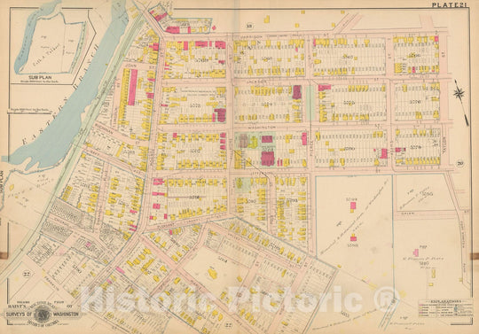 Historic Map : Atlas of Washington D.C. Volume 4 (NE, SE), Washington 1907 Plate 021 , Vintage Wall Art