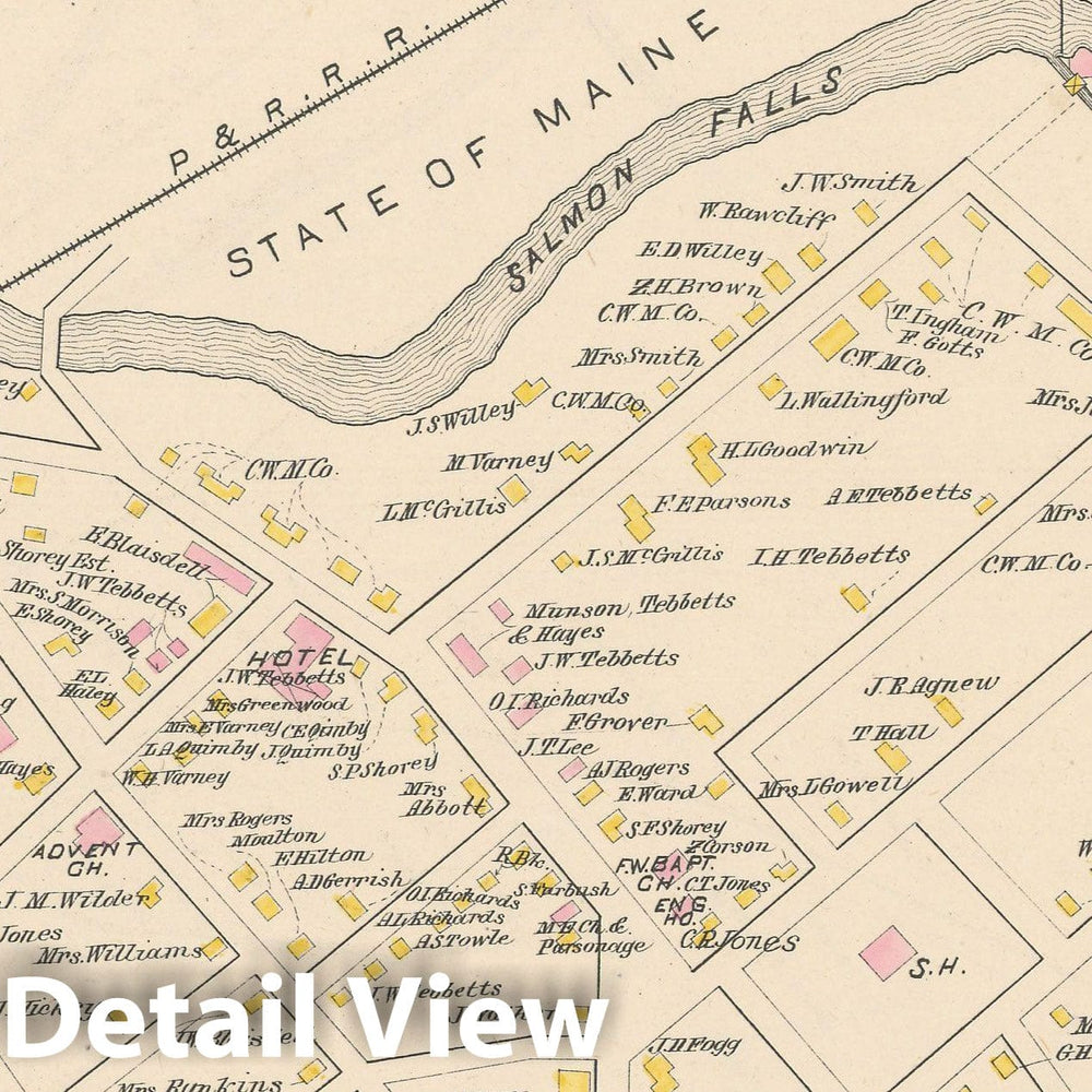 Historic Map : Rochester 1892 , Town and City Atlas State of New Hampshire , v3, Vintage Wall Art