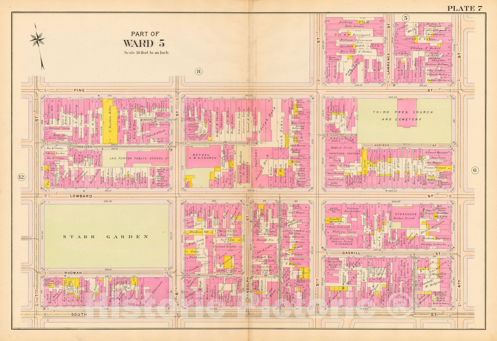 Historic Map : Philadelphia 1908 Plate 007 , Vintage Wall Art