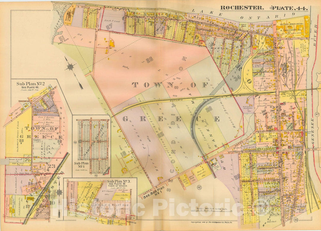 Historic Map : Plat Book of the City of Rochester New York and Vicinity, 1918 Plate 044 , Vintage Wall Art