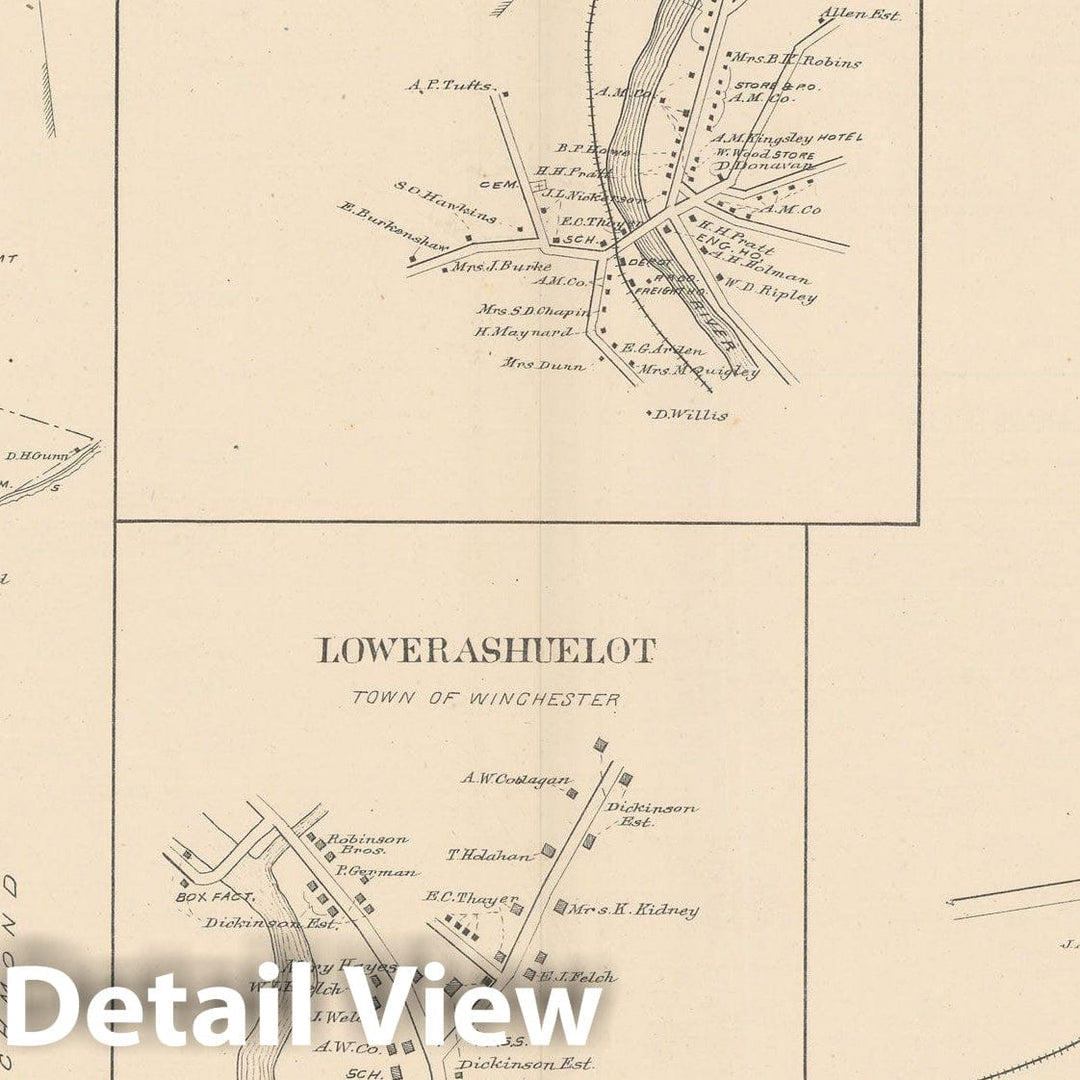 Historic Map : Winchester 1892 , Town and City Atlas State of New Hampshire , Vintage Wall Art