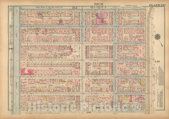 Historic Map : Land Book of the Borough of Manhattan, City of NY, Manhattan 1925 Plate 147 , Vintage Wall Art