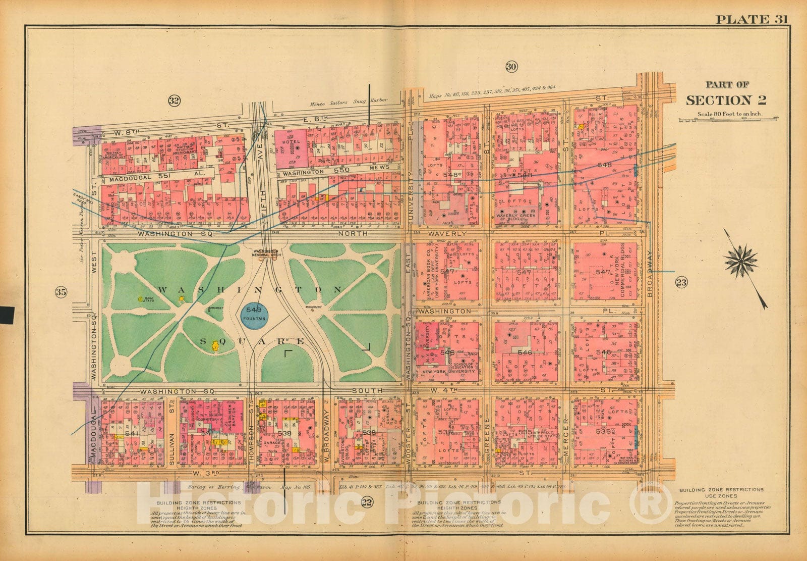 Historic Map : Atlas City of New York, Borough of Manhattan, Volume One, Battery to 14th Street, Manhattan 1922 Plate 031 , Vintage Wall Art