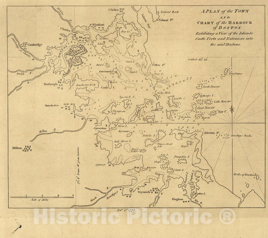 Historic Map : Revolutionary War Maps of Boston and Massachusetts, 1775 , v2, Vintage Wall Art