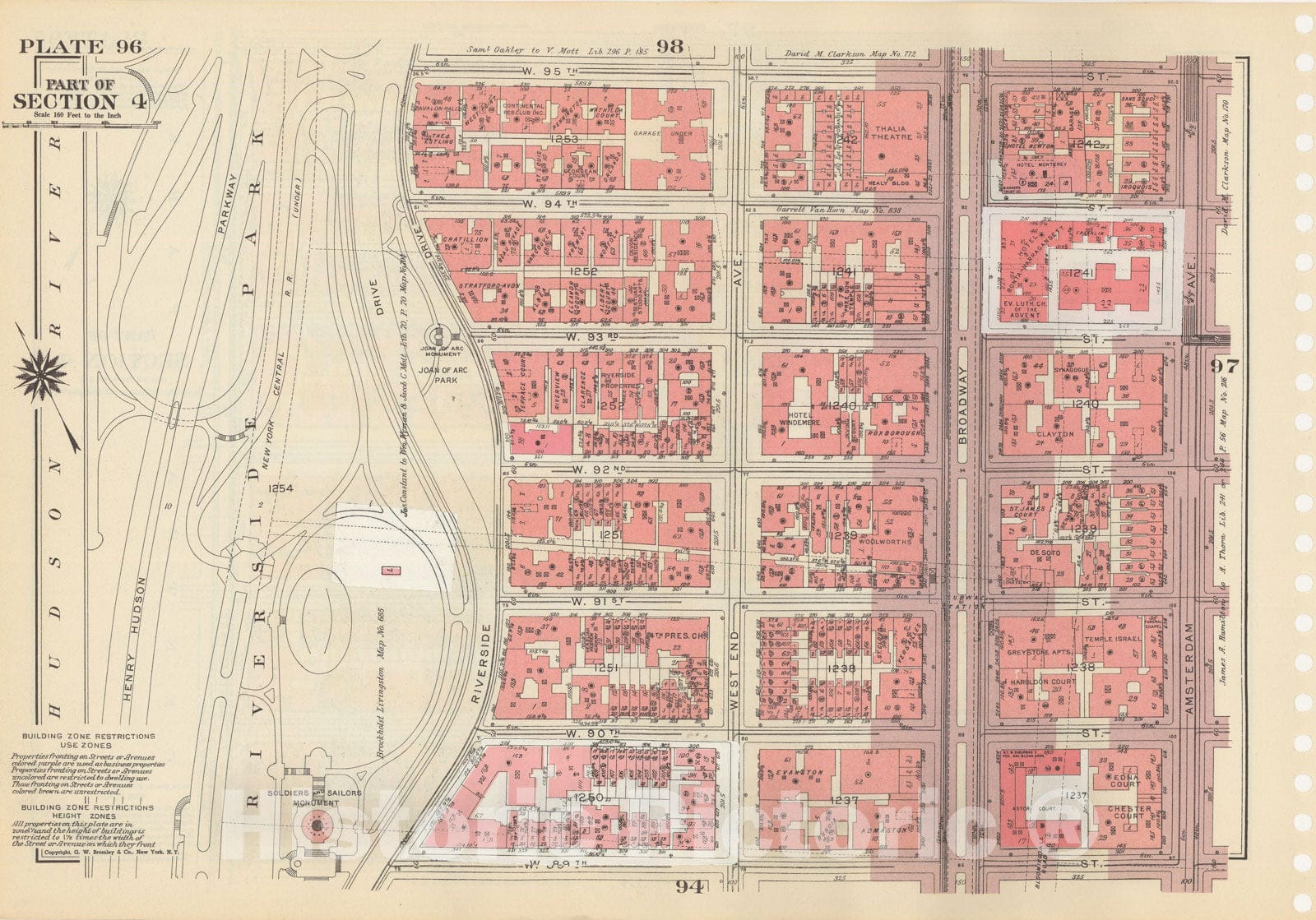 Historic Map : Manhattan Land Book 1955 - Updated Through Nov 7th, New York City 1975 Plate 096 , Vintage Wall Art