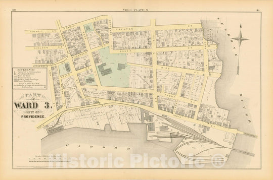 Historic Map : City Atlas of Providence Rhode Island by Wards, Volume I, Providence 1875 Plate S , Vintage Wall Art