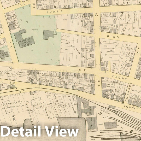 Historic Map : City Atlas of Providence Rhode Island by Wards, Volume I, Providence 1875 Plate S , Vintage Wall Art