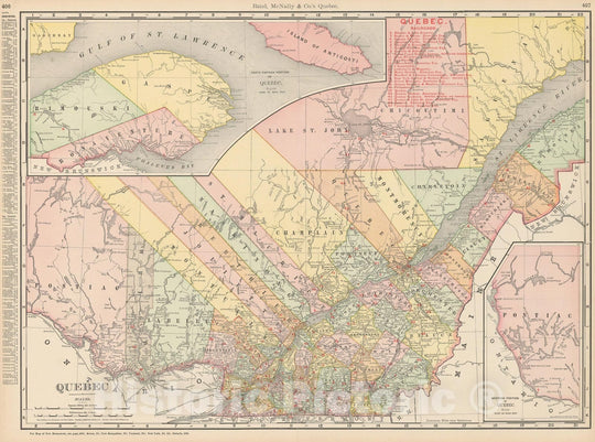 Historic Map : Quebec 1903 , Rand McNally Business Atlas , Vintage Wall Art