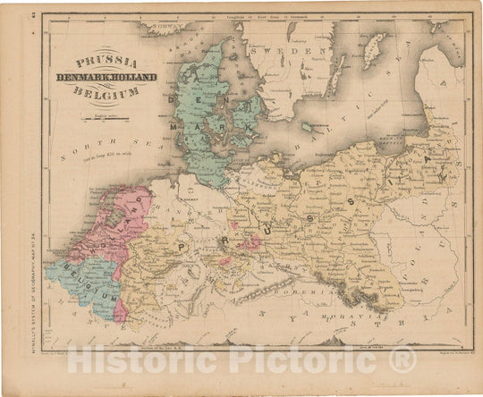 Historic Map : McNally's Improved System of Geography, Europe 1856 , v2, Vintage Wall Art