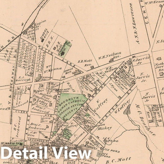 Historic Map : Atlas of Long Island, New York, Hempstead & Queens & Rockaway 1873 , Vintage Wall Art