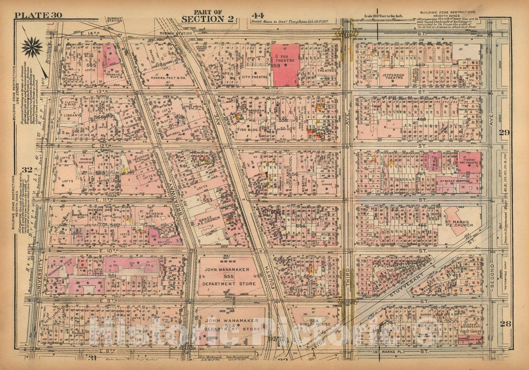 Historic Map : Land Book of the Borough of Manhattan, City of NY, Manhattan 1925 Plate 030 , Vintage Wall Art