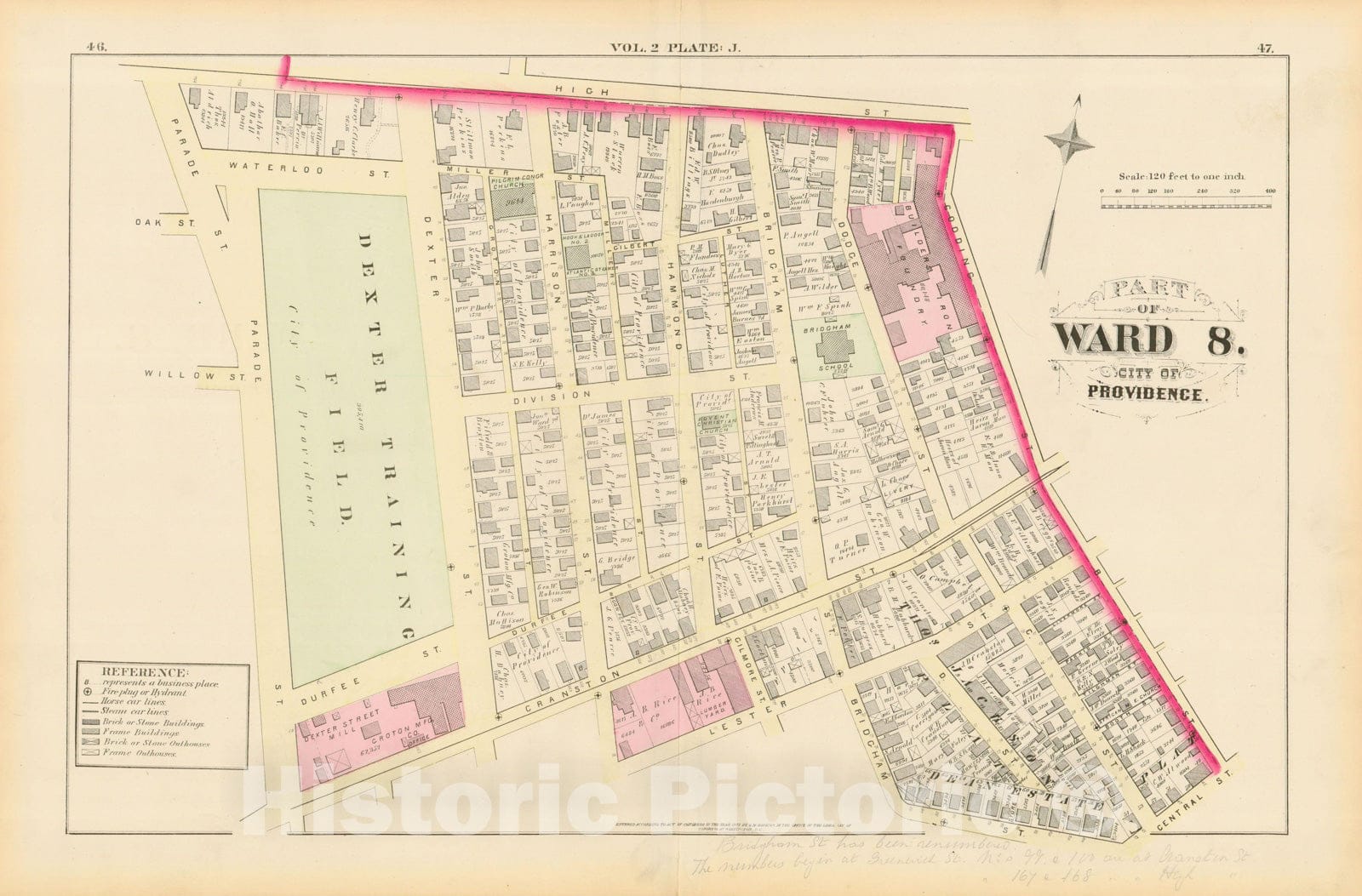 Historic Map : City Atlas of Providence Rhode Island by Wards, Volume II, Providence 1875 Plate J , Vintage Wall Art