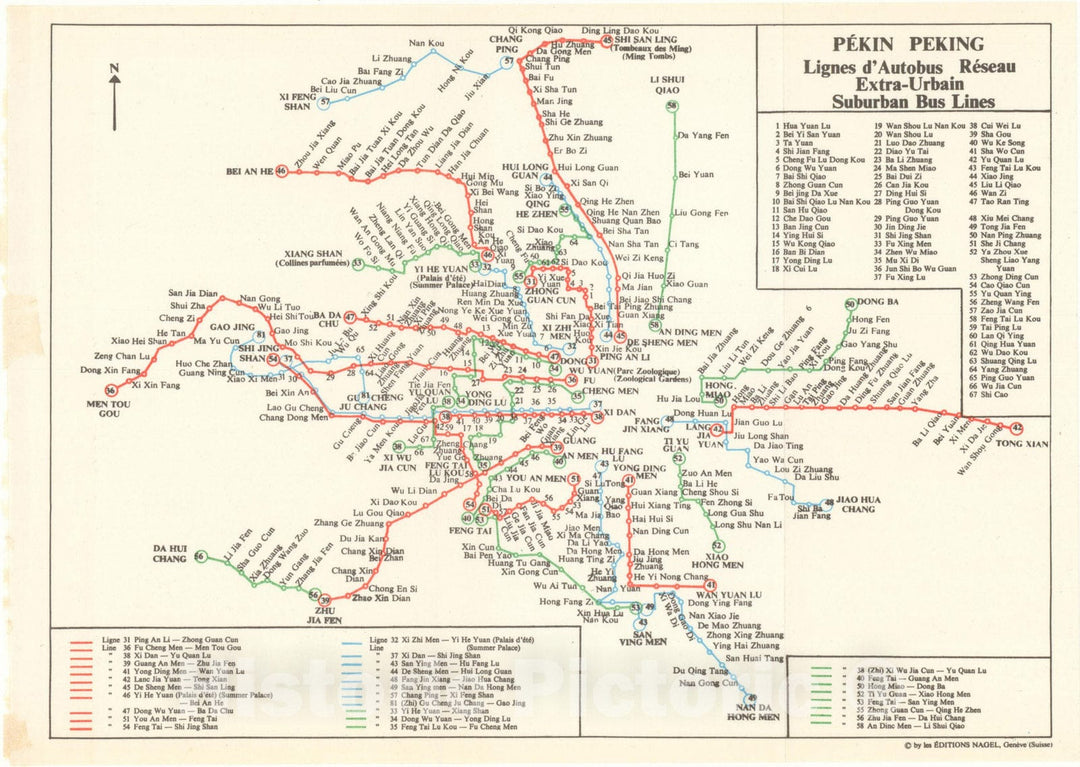 Historic Map : Peking Suburban Lines Transit Railroad Catography , Vintage Wall Art