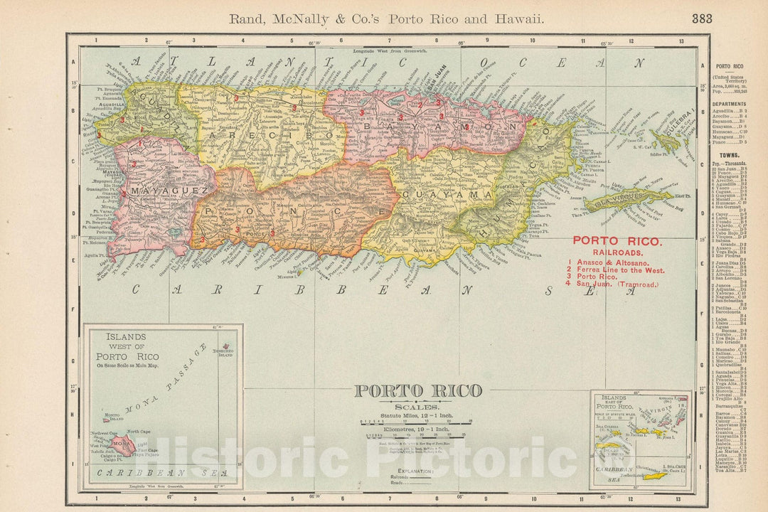 Historic Map : Puerto Rico 1903 , Rand McNally Business Atlas , Vintage Wall Art