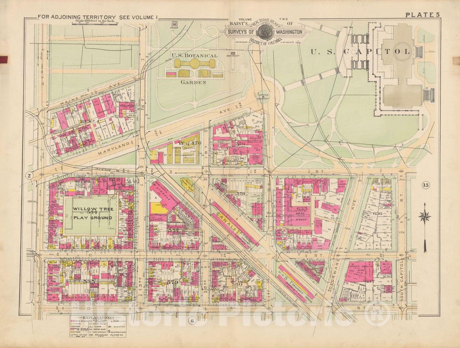 Historic Map : Atlas of Washington D.C. Volume 2 (NE, SE, SW), Washington 1928 Plate 005 , Vintage Wall Art