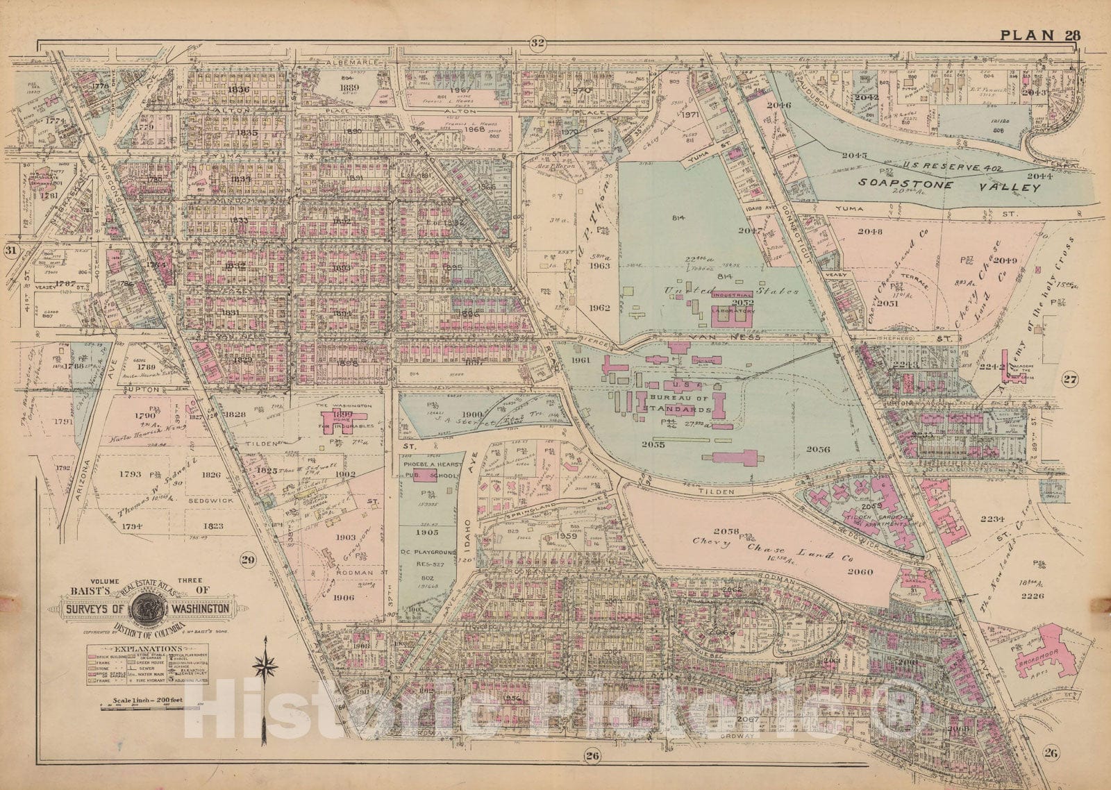 Historic Map : Atlas of Washington D.C. Volume 3 (Outer NW), Washington 1937 Plate 028 , Vintage Wall Art