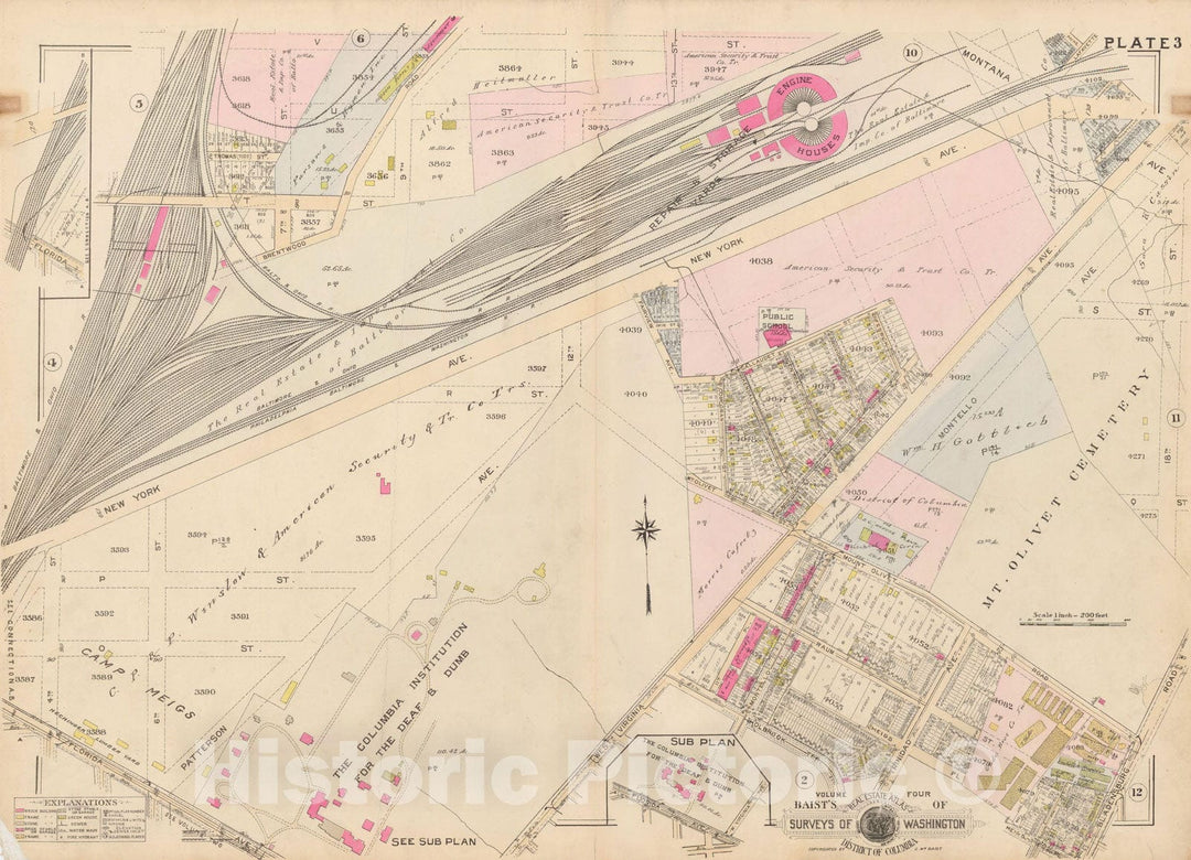 Historic Map : Atlas of Washington D.C. Volume 4 (NE, SE), Washington 1927 Plate 003 , Vintage Wall Art