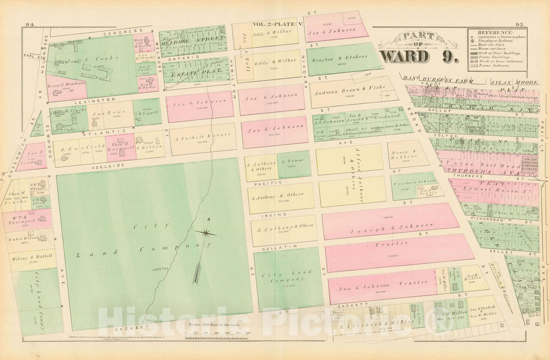 Historic Map : City Atlas of Providence Rhode Island by Wards, Volume II, Providence 1875 Plate V , Vintage Wall Art