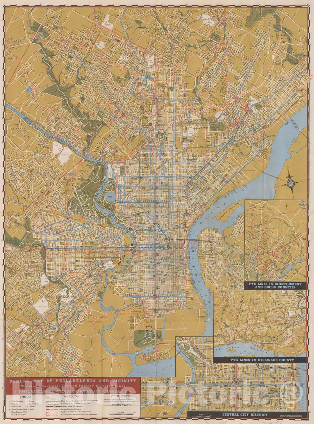 Historic Map : Philadelphia, Philadelphia 1946 , Vintage Wall Art