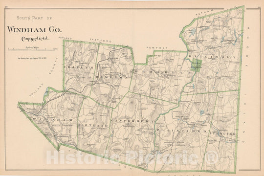 Historic Map : Windham 1893 , Town and City Atlas State of Connecticut , Vintage Wall Art