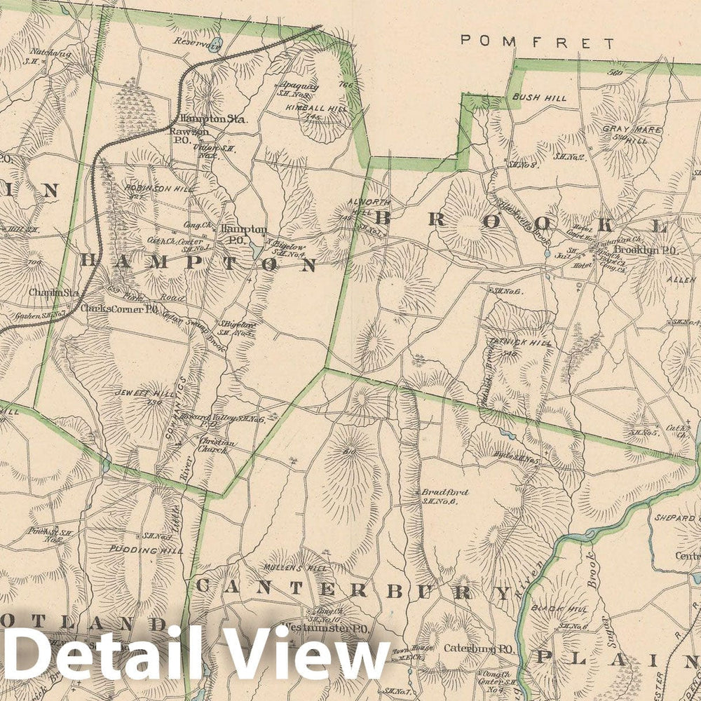 Historic Map : Windham 1893 , Town and City Atlas State of Connecticut , Vintage Wall Art