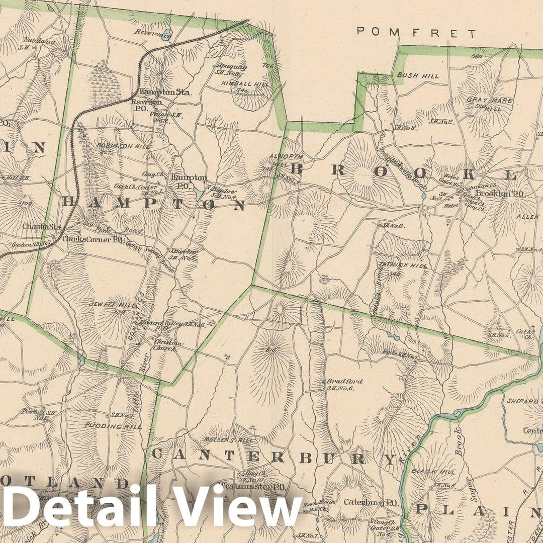 Historic Map : Windham 1893 , Town and City Atlas State of Connecticut , Vintage Wall Art