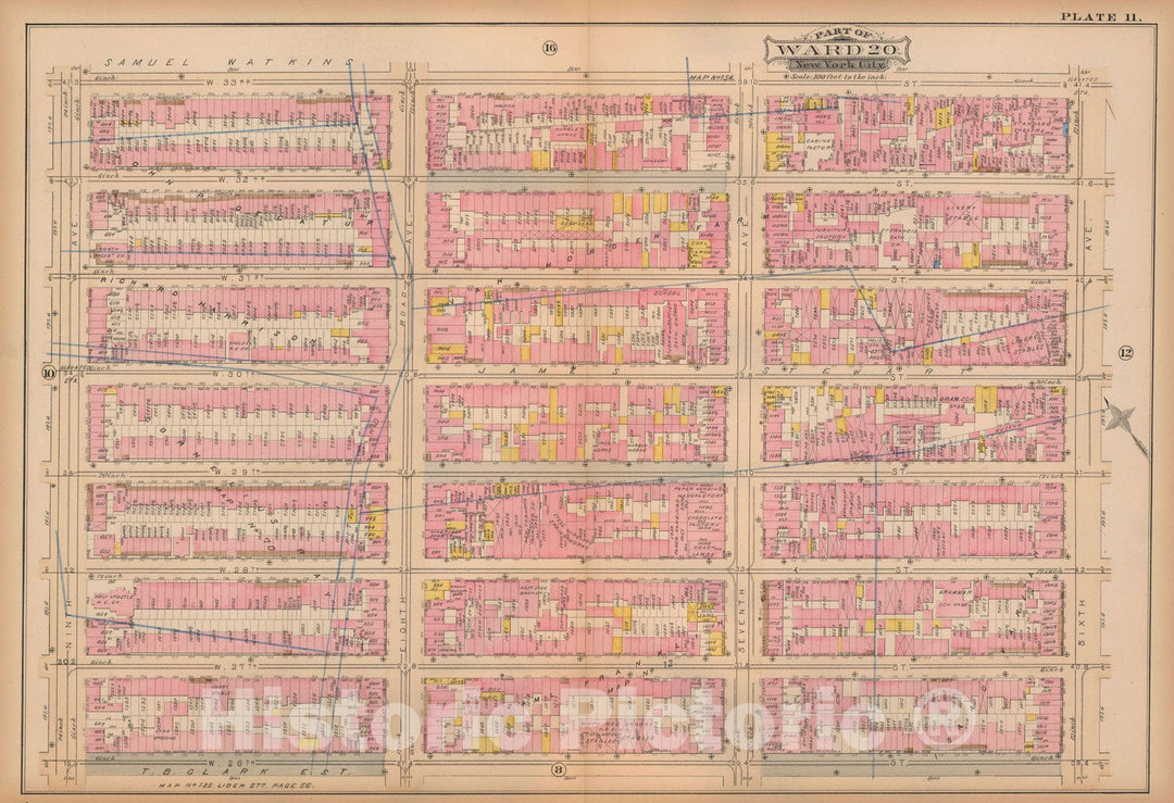 Historic Map : Atlas City of New York, Vol. 3; 16, Manhattan 1883 Plate 011 , Vintage Wall Art