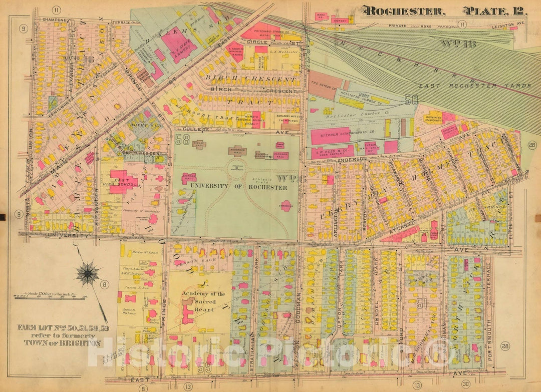 Historic Map : Atlas City of Rochester New York, Rochester 1910 Plate 012 , Vintage Wall Art