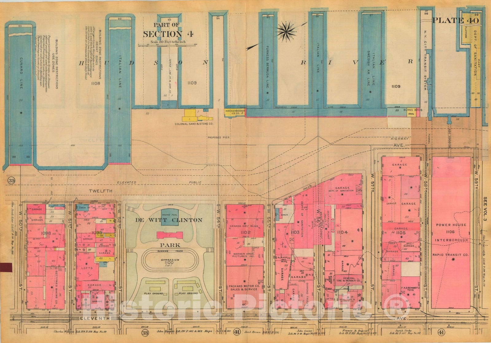 Historic Map : Atlas City of New York, Borough of Manhattan, Volume Two, 14th Street to 59th Street, Manhattan 1928 Plate 040 , Vintage Wall Art