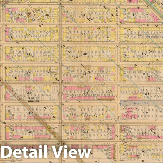 Historic Map : Robinson's Atlas City of Brooklyn, NY, Brooklyn 1886 Plate 018 , Vintage Wall Art