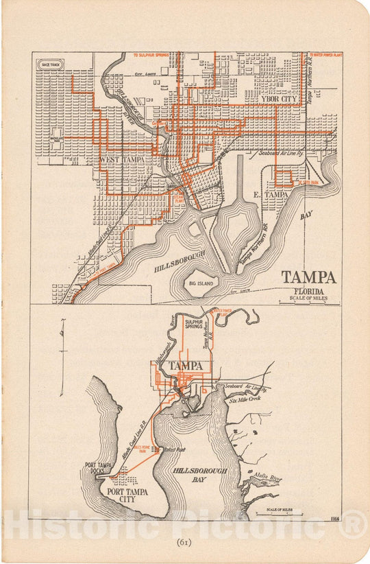 Historic Map : Tampa 1914 , North American Electric Power and Traction Companies , Vintage Wall Art