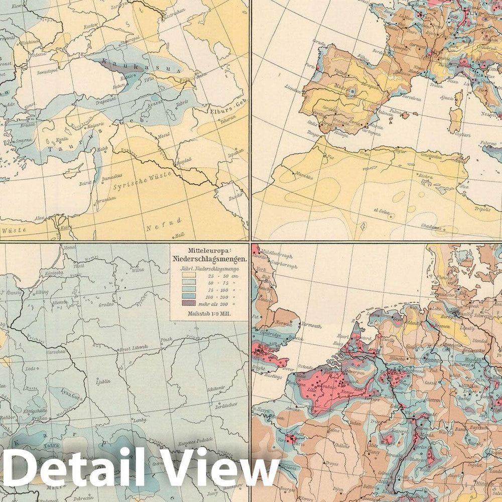 Historic Map : Europe 1899 , Andrees Allgemeiner Handatlas , v4, Vintage Wall Art