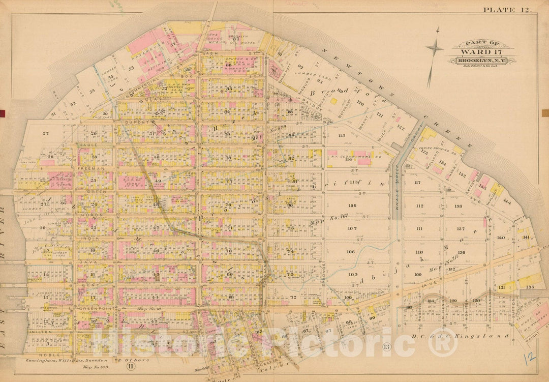 Historic Map : Robinson's Atlas City of Brooklyn, NY, Brooklyn 1886 Plate 012 , Vintage Wall Art