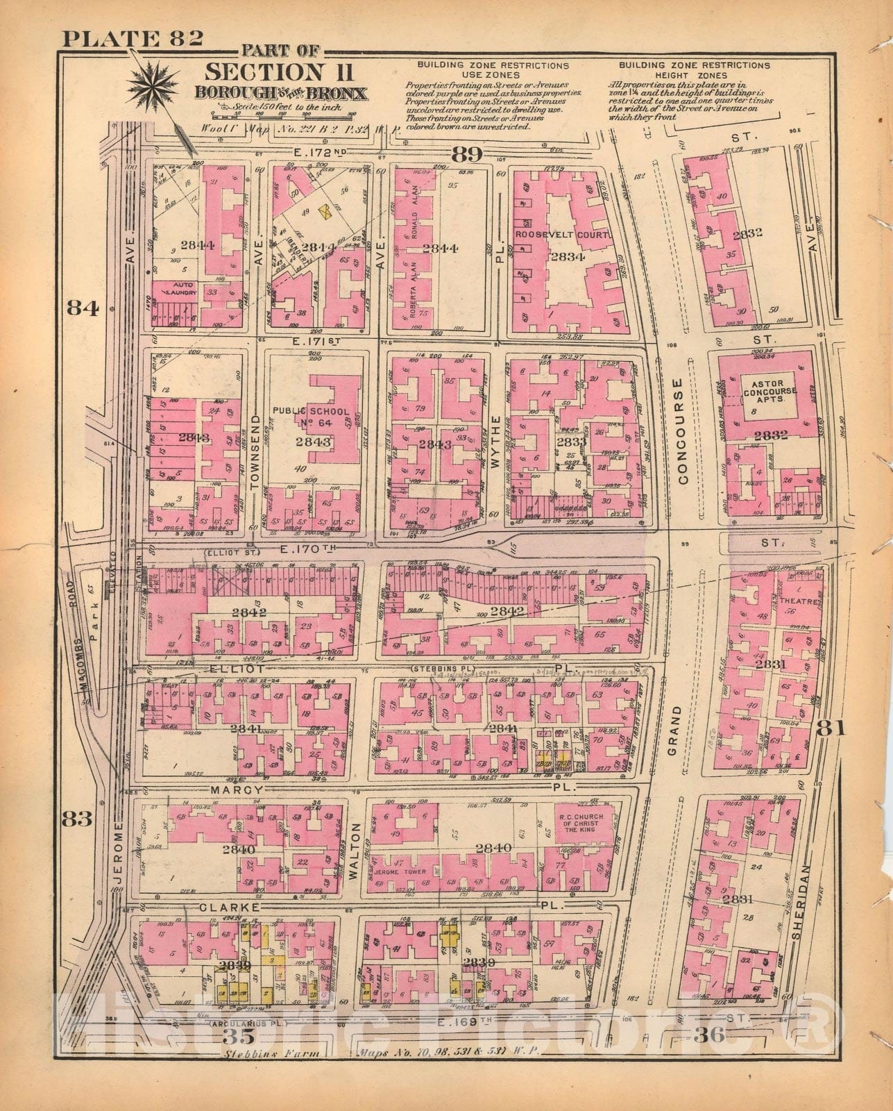 Historic Map : Borough of The Bronx, Sections 9-13, The Bronx 1928 Plate 082 , Vintage Wall Art