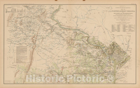 Historic Map : Washington D.C. (Dist. of Columbia), Defences of Northeastern Virgina 1895 , Vintage Wall Art