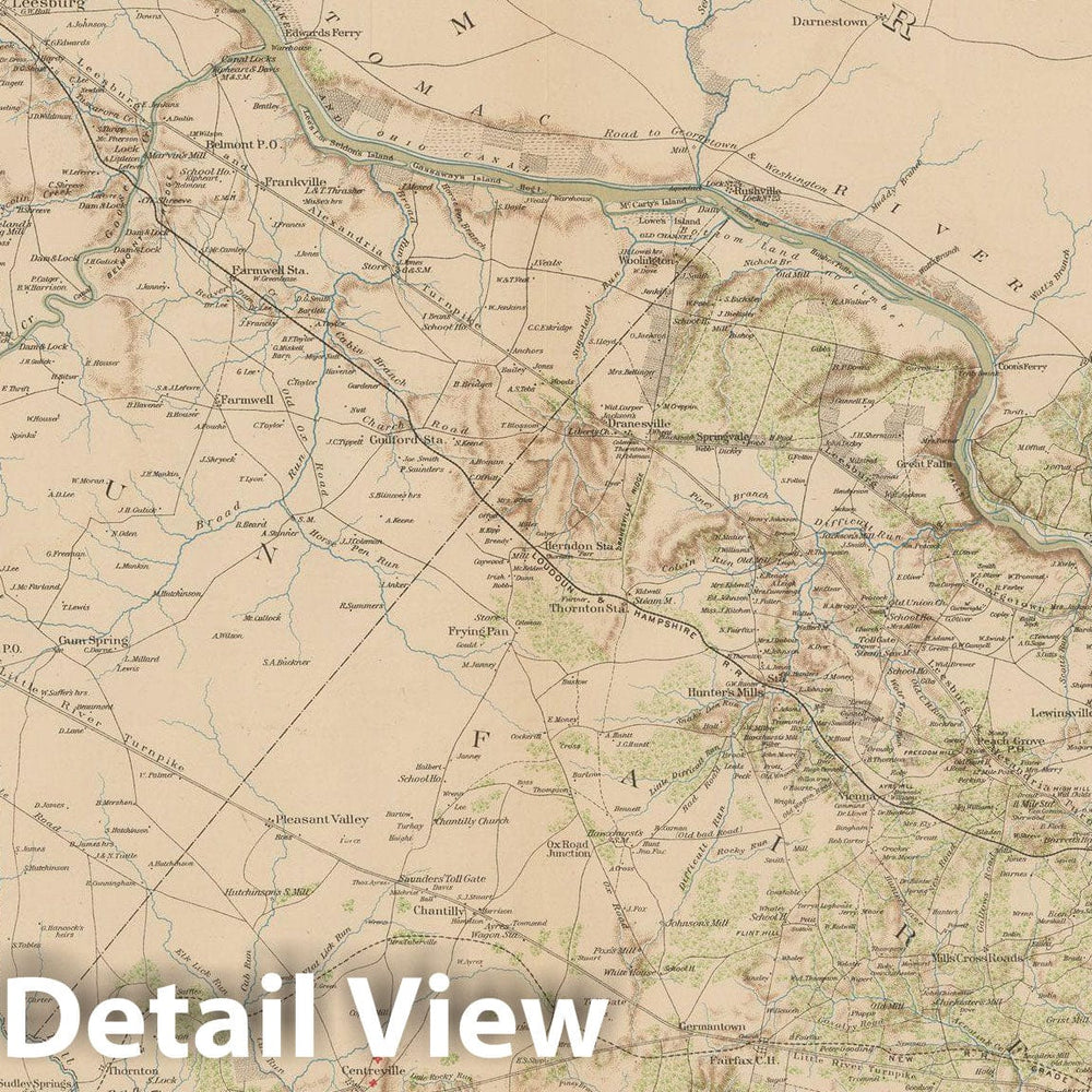 Historic Map : Washington D.C. (Dist. of Columbia), Defences of Northeastern Virgina 1895 , Vintage Wall Art