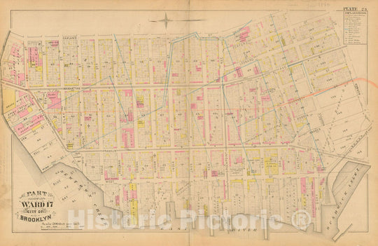 Historic Map : Atlas Entire City of Brooklyn Complete in One Volume, Brooklyn 1880 Plate 023 , Vintage Wall Art