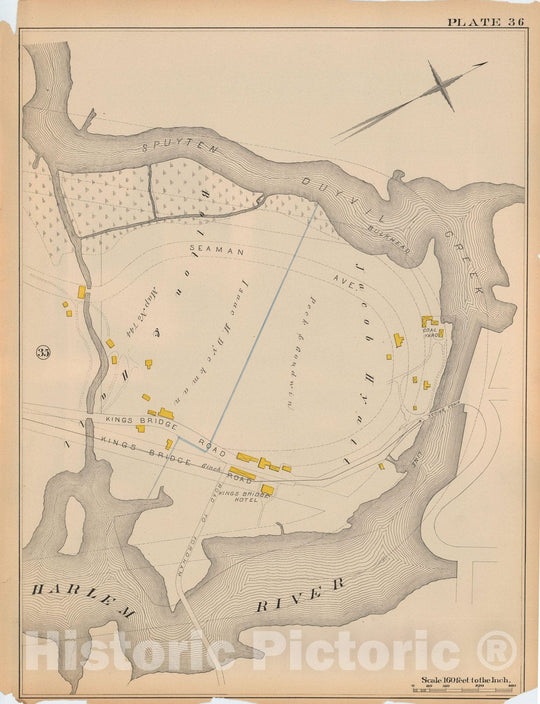 Historic Map : Atlas City of New York, Vol 2 ... 12th Ward, 2nd Ed., Manhattan 1884 Plate 036 , Vintage Wall Art