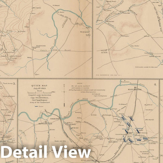 Historic Map : Civil War Atlas of the Union and Confederate Armies, Battles in TN 1895 , Vintage Wall Art