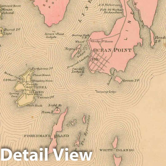 Historic Map : Atlas State of Maine, Booth Bay & Bristol 1894-95 , Vintage Wall Art