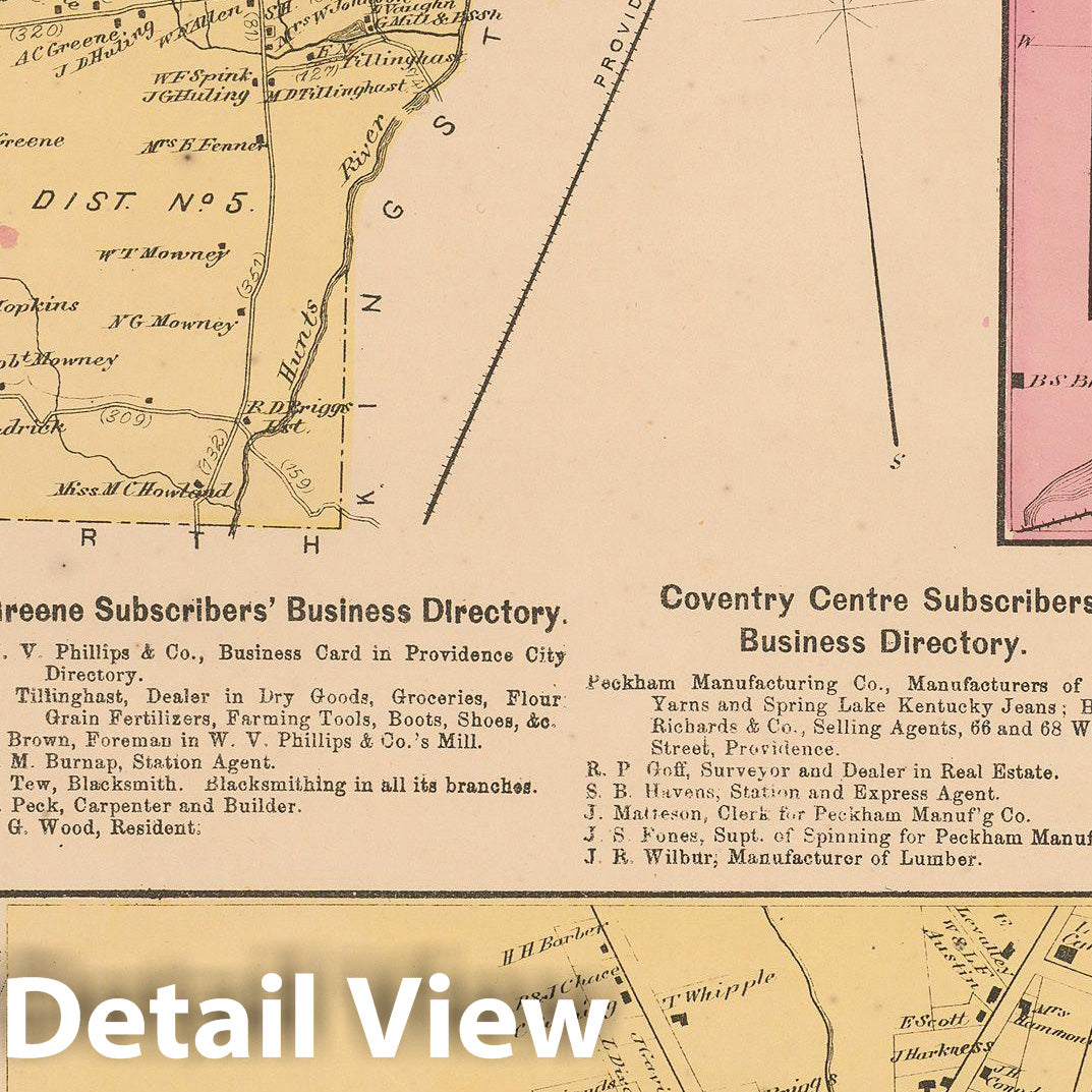 Historic Map : Atlas State of Rhode Island, Anthony & Coventry & East Greenwich & Quidneck 1870 , Vintage Wall Art