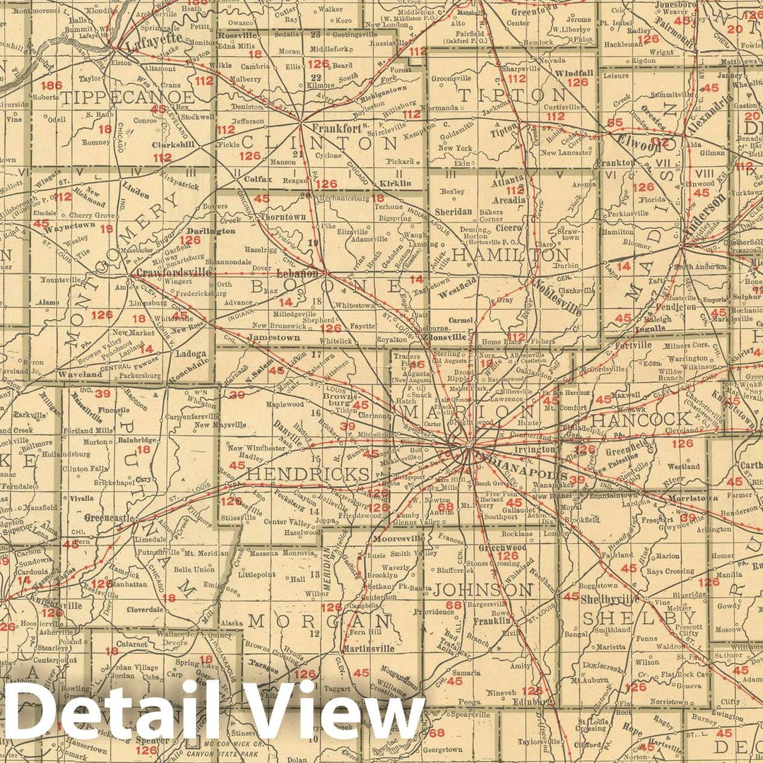 Historic Map : Indiana 1925 , v3, Vintage Wall Art