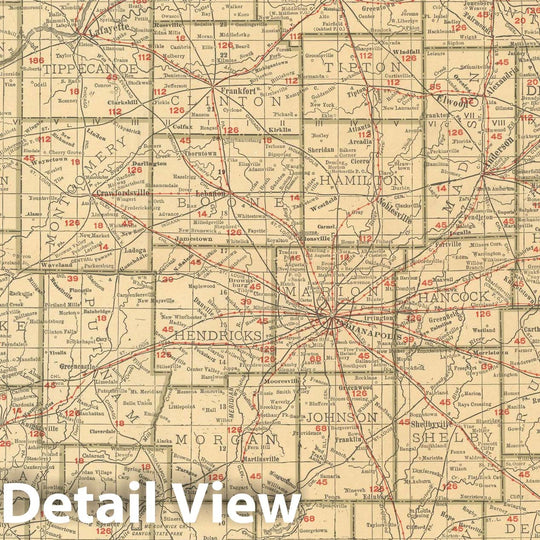 Historic Map : Indiana 1925 , v3, Vintage Wall Art