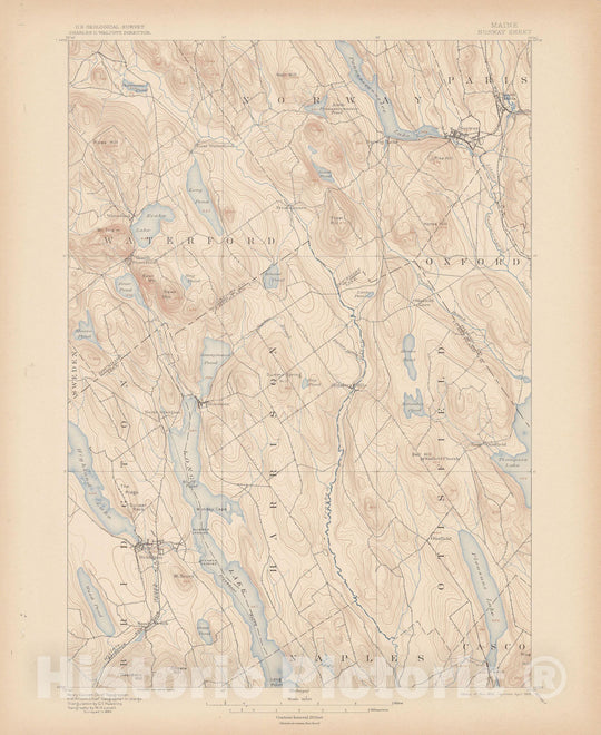 Historic Map : Atlas of Maine 1905, Bridgton & Casco & Harrison & Norway & Otisfield & Oxford & South Paris 1905 Topographic Map , Wall Decor Poster Art, Vintage Wall Art