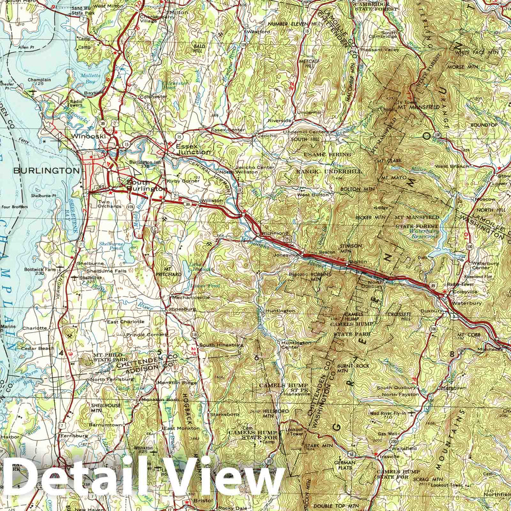 Historic Map : USGS 1:250,000 Topographic Maps, Burlington & Lake Champlain 1975 , Vintage Wall Art