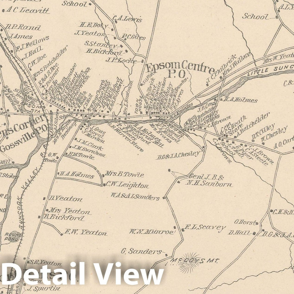 Historic Map : Epsom 1892 , Town and City Atlas State of New Hampshire , Vintage Wall Art