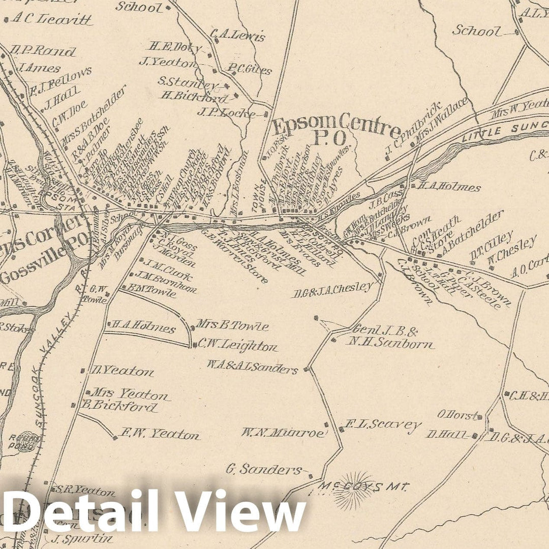 Historic Map : Epsom 1892 , Town and City Atlas State of New Hampshire , Vintage Wall Art