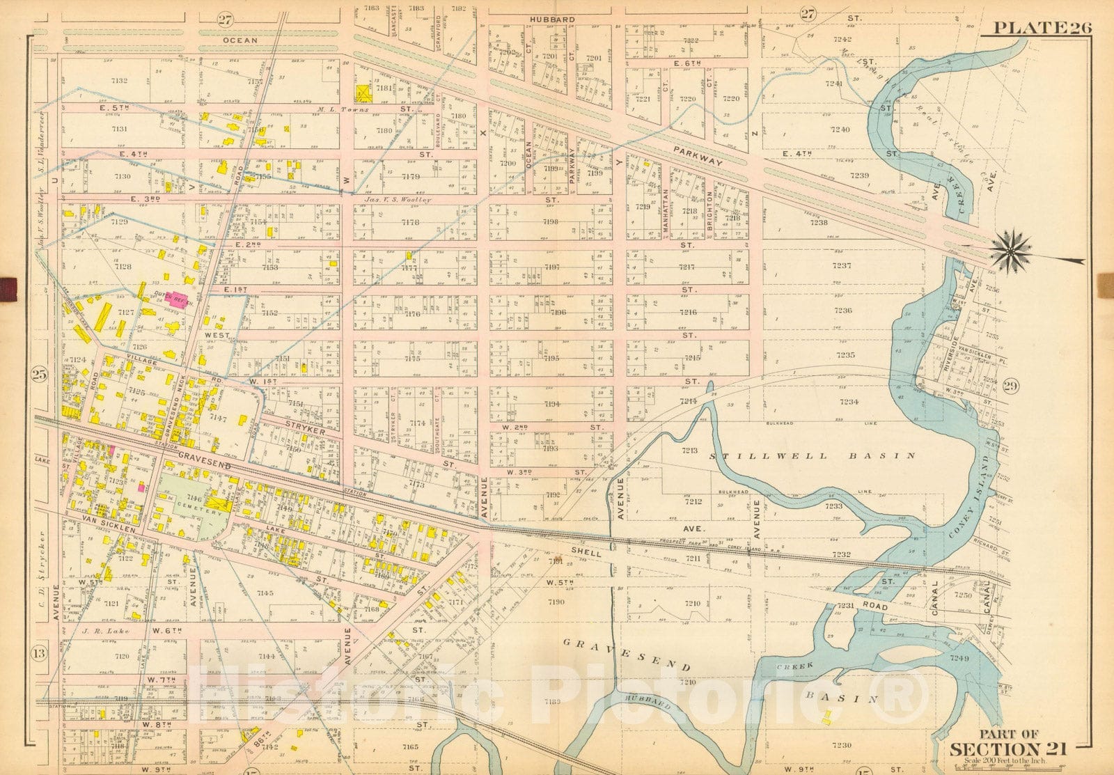 Historic Map : Vol. 2, Brooklyn 1907 Plate 026 , Atlas Borough of Brooklyn , Vintage Wall Art