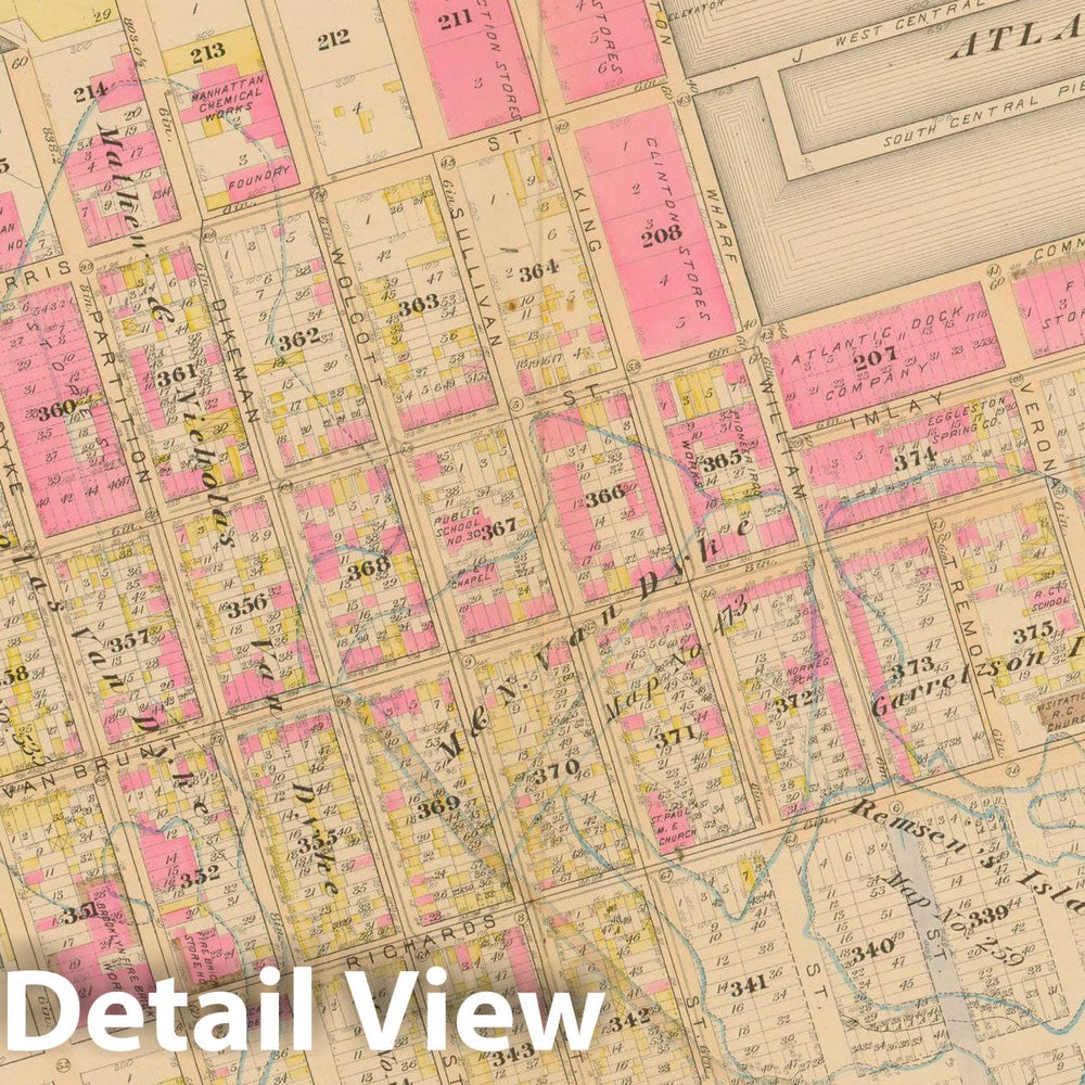 Historic Map : Robinson's Atlas City of Brooklyn, NY, Brooklyn 1886 Plate 030 , Vintage Wall Art